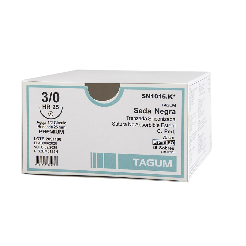 Sutura Seda Negra Marca Tagum 3/0 y 4/0 VARIEDADES - Caja 36 uds  1