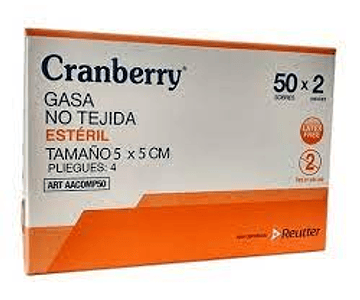 Gasa Estéril 5x5 Cranberry - caja 100 un
