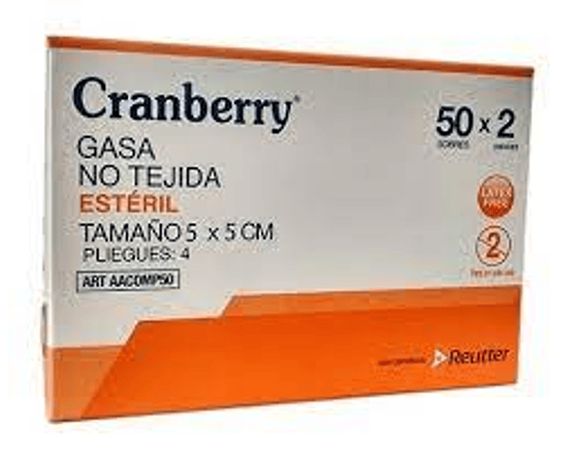 Gasa Estéril 5x5 Cranberry - caja 100 un