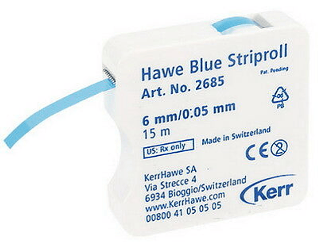 Banda Matriz Celuloide Striproll C/ Dispensador - Azul 15m x 6 mm