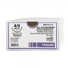 Sutura Acido Poliglicólico (absorbible) Marca Tagum 3/0, 4/0 y 5/0 VARIEDADES - Caja 36 unidades