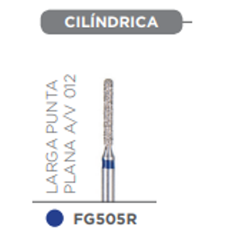 Fresa Diamante Grano Regular Cilindrica Larga Punta Plana A/V 012 - Kerr