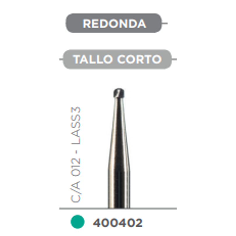 Fresa Carbide Baja Velocidad de Tallo Corto Redonda C/A 012 - LASS3 - Kerr