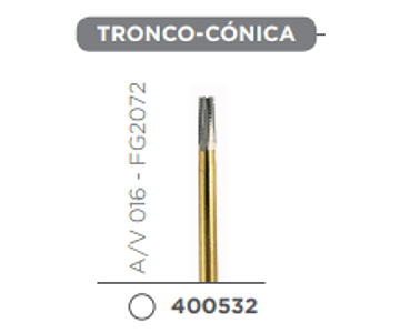 Fresa Carbide Transmetalica Alta Velocidad de Tallo Medio Troncoconica A/V 016 - FG2072 -Kerr