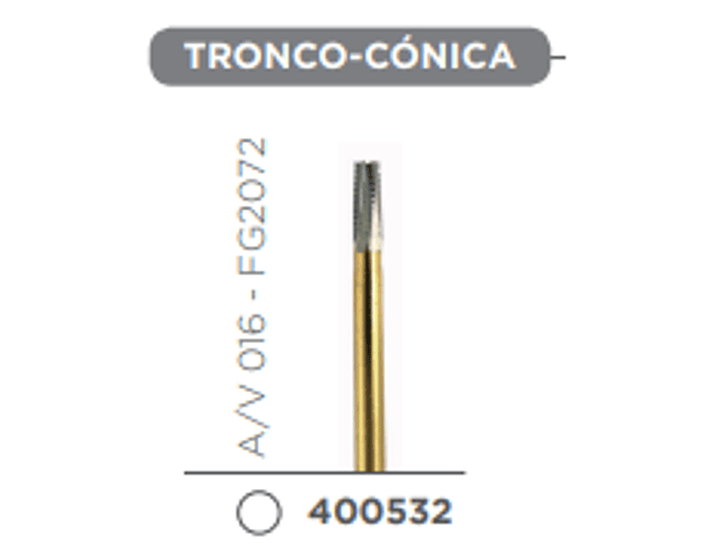 Fresa Carbide Transmetalica Alta Velocidad de Tallo Medio Troncoconica A/V 016 - FG2072 -Kerr