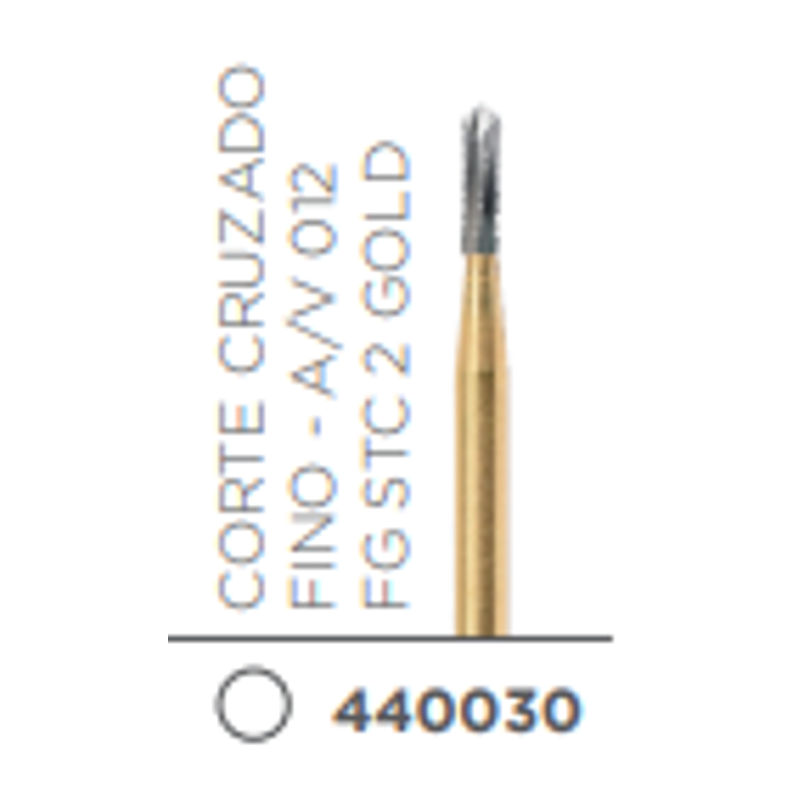 Fresa Carbide Transmetalica Alta Velocidad de Tallo Medio Cilindrica A/V 012 - FG STC 2 Gold