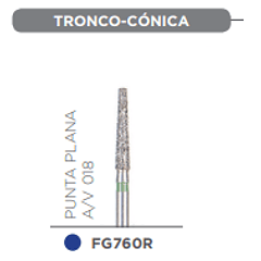 Fresa Diamante troncocónica punta plana a/v 018 grano regular azul FG760R COD. 450381