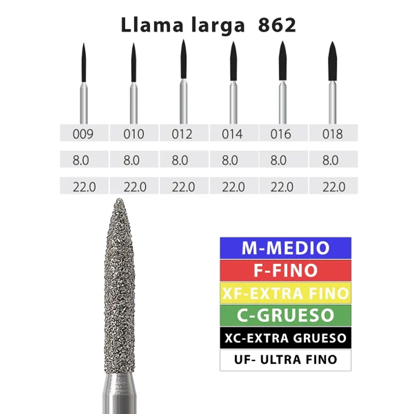 Fresa de Diamante LLama Larga 862 - MDT