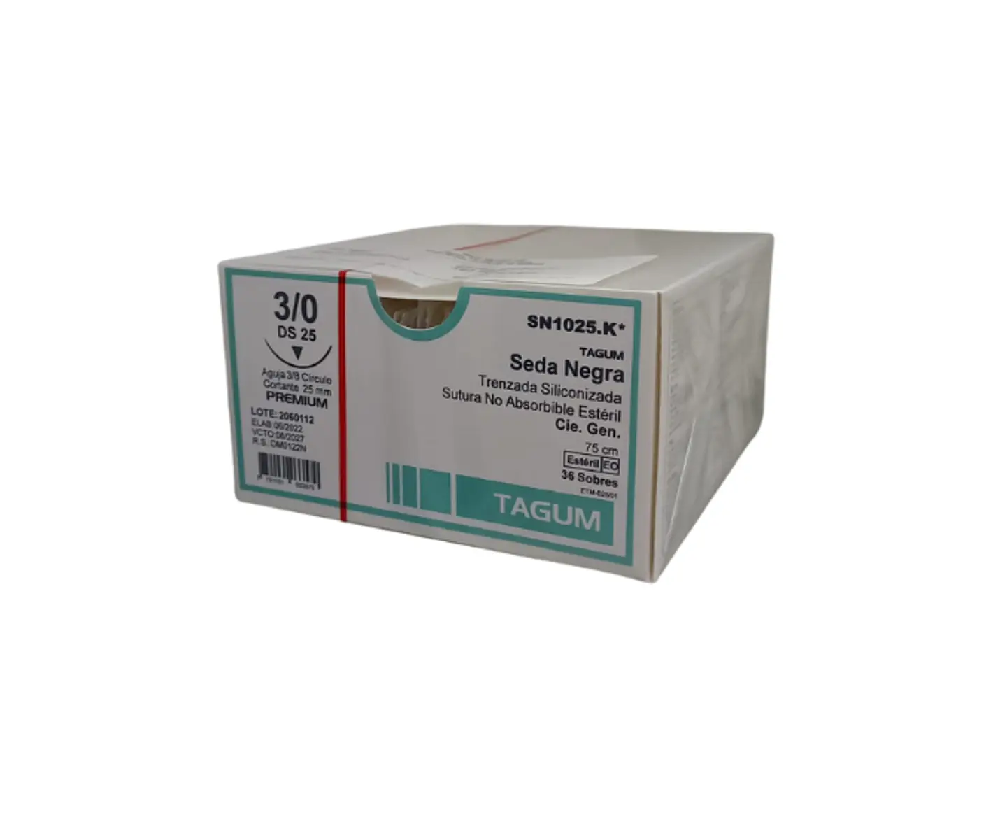 Sutura Seda Negra 3/0 DS25 Círculo Reverso Cortante Tagum 1