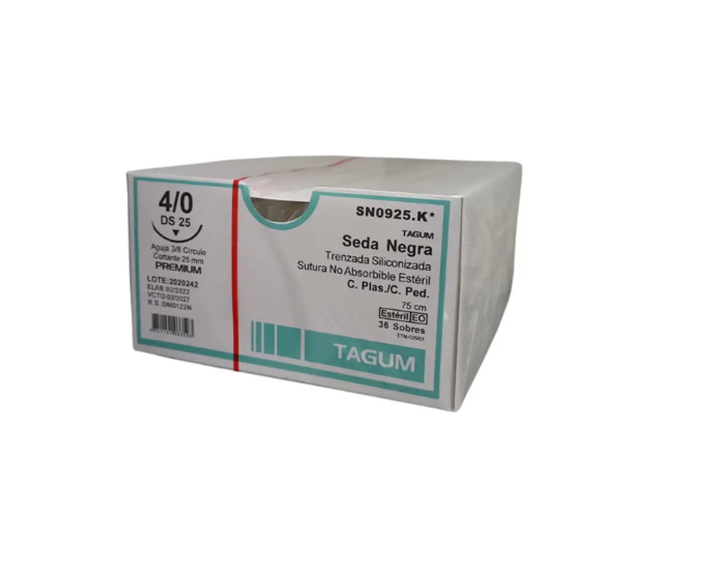 Sutura Seda Negra 4/0 DS25 Círculo Reverso Cortante Tagum 1