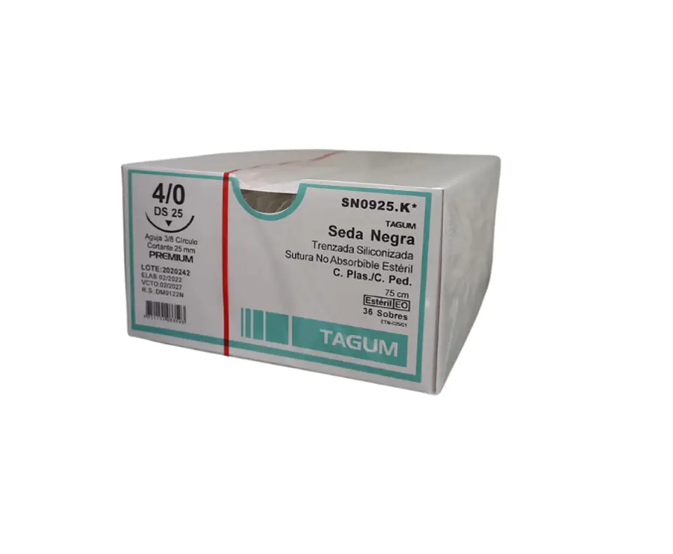 Sutura Seda Negra 4/0 DS25 Círculo Reverso Cortante Tagum 1
