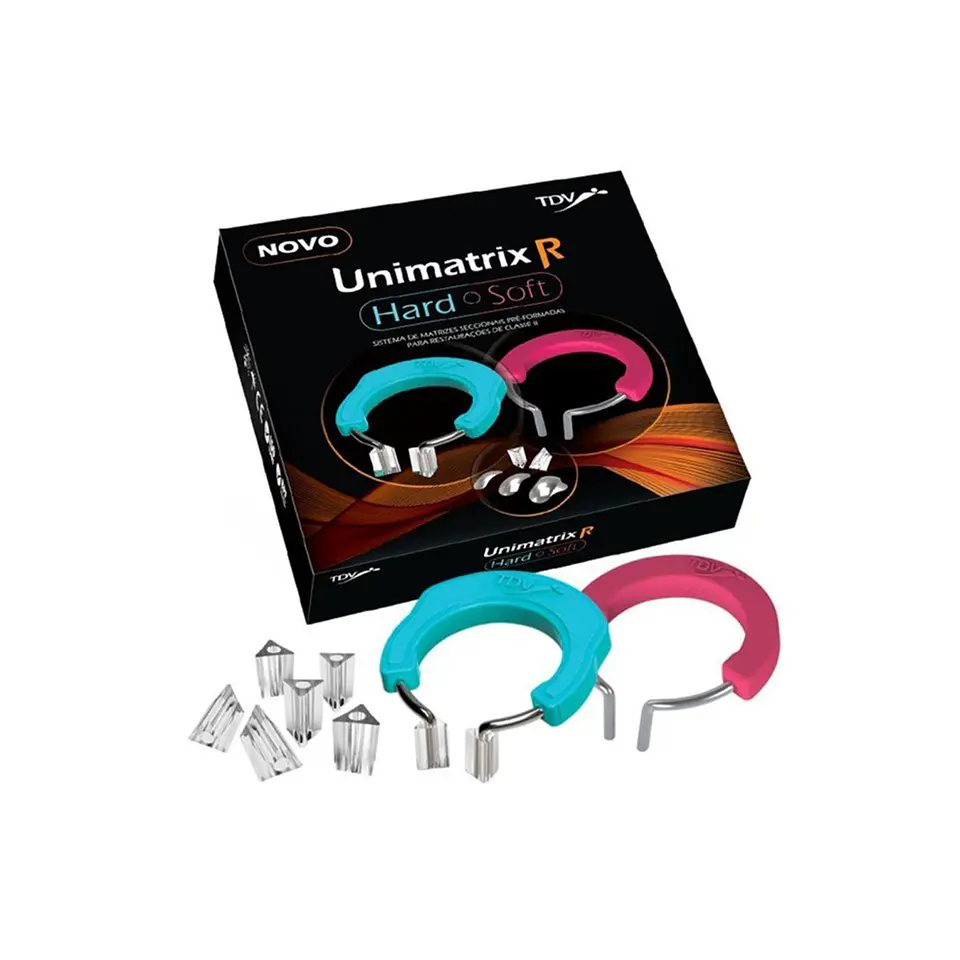 Kit Unimatrix R x 50 Matrices + 2 Grapas (Hard - Soft) + 8 Protecciones Triangulares TDV 1