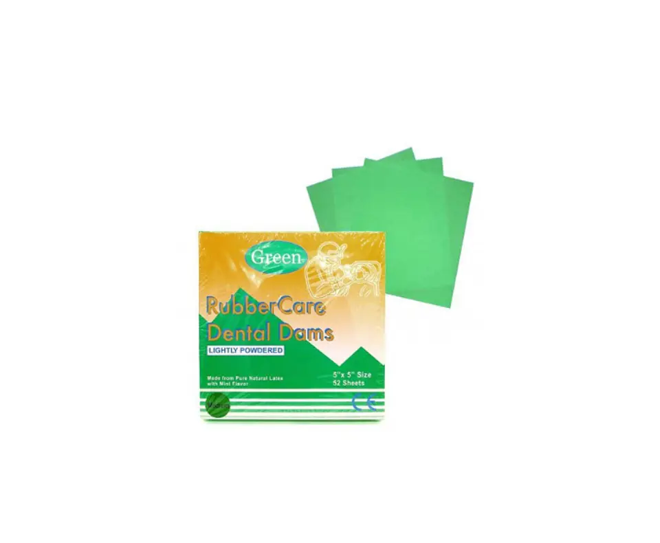 Goma Dique Verde 5×5 52 Láminas Rubber Care 1