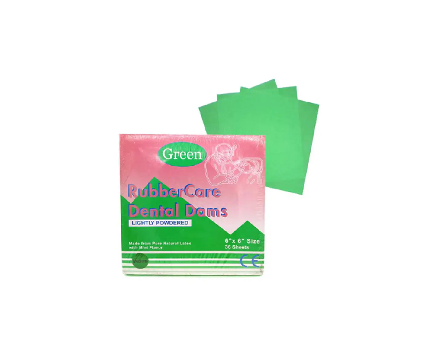 Goma Dique Verde 6×6 52 Láminas Rubber Care 1