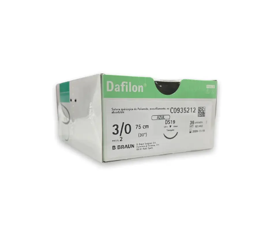 Sutura Nylon Dafilon 3.0 (RC) 3/8 19mm 36 Unidades BBraun 1