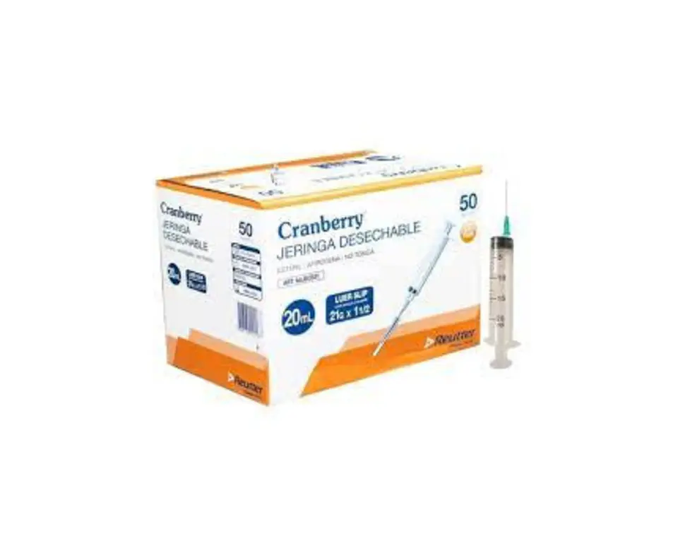 Jeringa 20cc 21g x 1 1/2 Caja 50 Unidades Cranberry 1