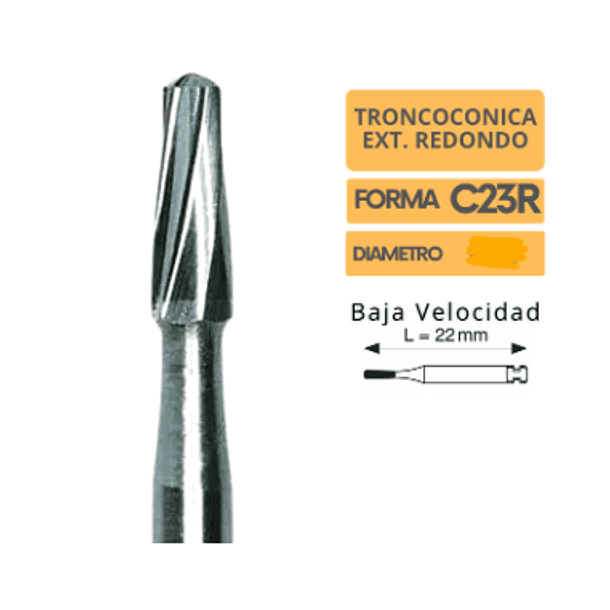 Fresa Carbide Troncocónica Punta Redonda CA C23R 