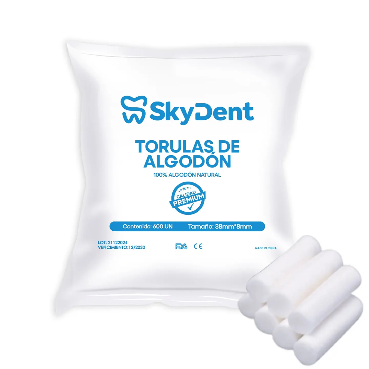 Torula de Algodón Lisas 600 Unidades Skydent 1
