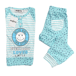 Pijama de Criança Menina Meia Estação 100% Algodão (2-12)