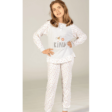 Pijama de Criança Menina Meia Estação 100% Algodão (2-14)