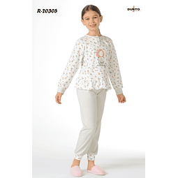 Pijama de Criança Menina de Inverno (Verde/Rosa) dos 2 aos 12 anos