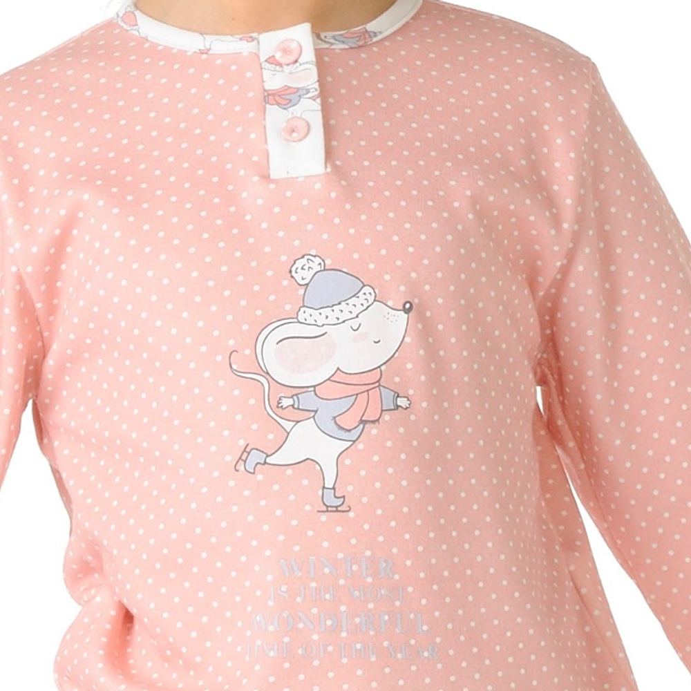Pijama de Criança Menina de Inverno (Rosa/Cinza) dos 2 aos 16 anos