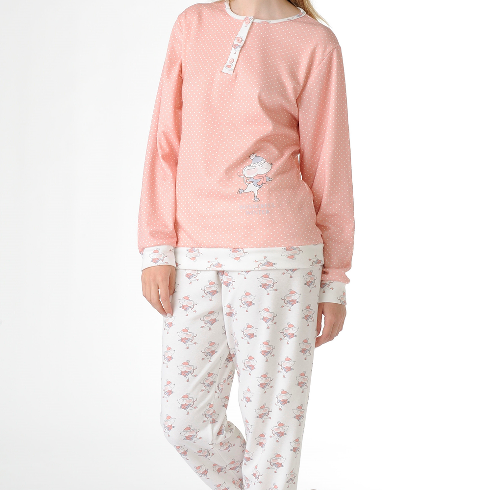 Pijama de Criança Menina de Inverno (Rosa/Cinza) dos 2 aos 16 anos