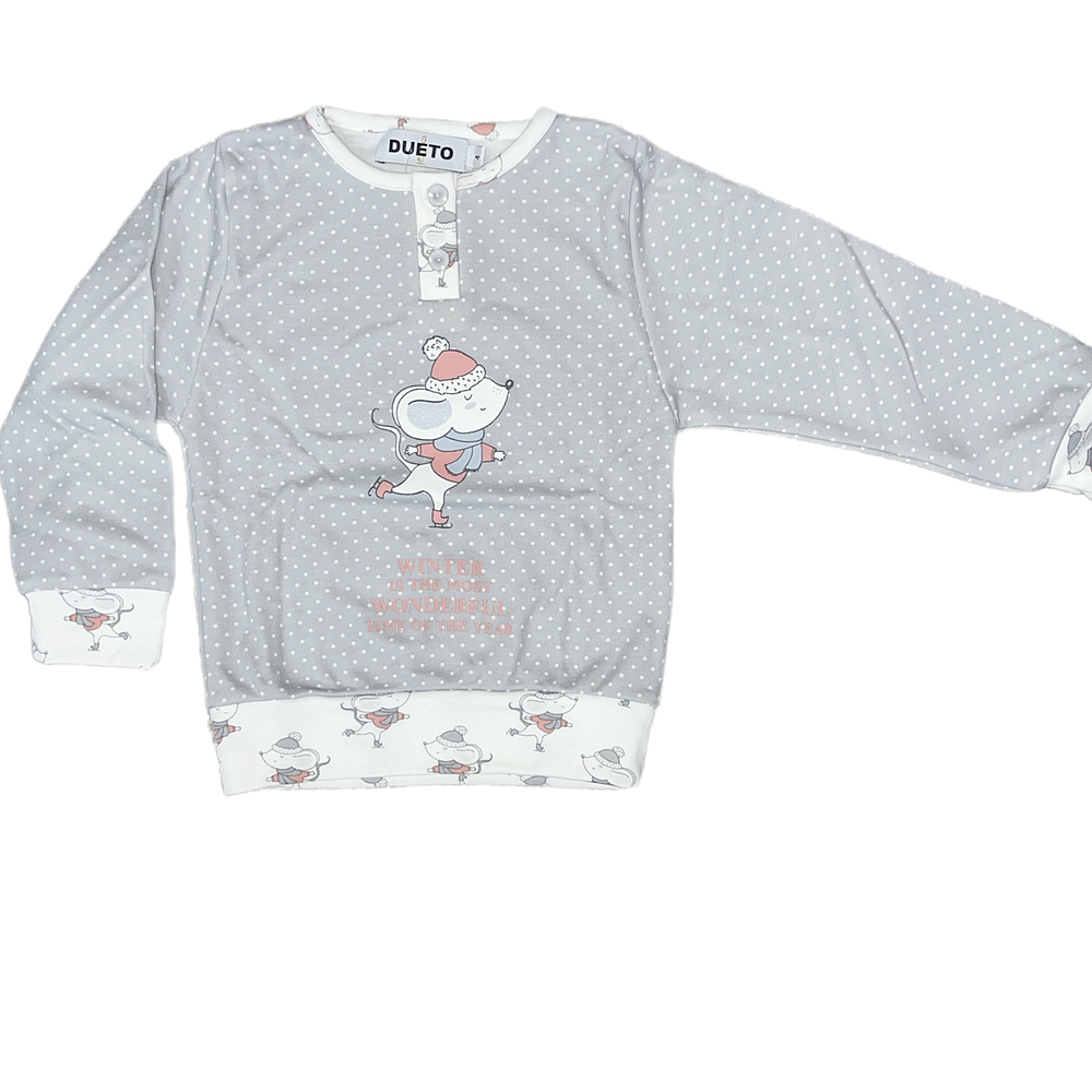 Pijama de Criança Menina de Inverno (Rosa/Cinza) dos 2 aos 16 anos