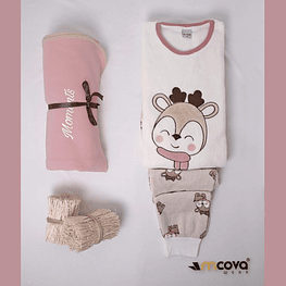 Pijama de Senhora de Coralina (Rosa e Cinza S/M/L/XL) 