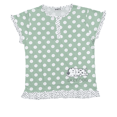 Pijama Mulher Manga Curta de Verão (100% Algodão) Só disponível em verde