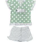 Pijama de Criança Menina Calção de Verão (2-12anos) Só disponível em verde