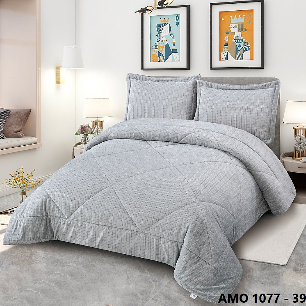 Comforter Casal com Sherpa Jacquard com duas Fronhas 240x260cm (Cinza Prata)