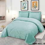 Comforter Casal com Sherpa Jacquard com duas Fronhas 240x260cm (Verde água)