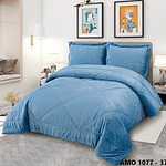 Comforter Solteiro com Sherpa Jacquard + 1 Fronha 180x260cm (Azul)