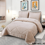 Comforter Solteiro com Sherpa Jacquard + 1 Fronha 180x260cm (Bege)