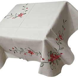 Toalha de mesa bordada de Natal (Linho) (180x270cm)