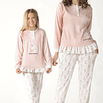 Pijama de Criança Menina de Inverno (Rosa/Cinza) dos 2 aos 12 anos