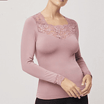 Camisola Interior Térmica Rendada Manga Comprida (S/M/L/XL/XXL)