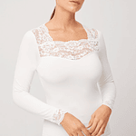 Camisola Interior Térmica Rendada Manga Comprida (S/M/L/XL/XXL)