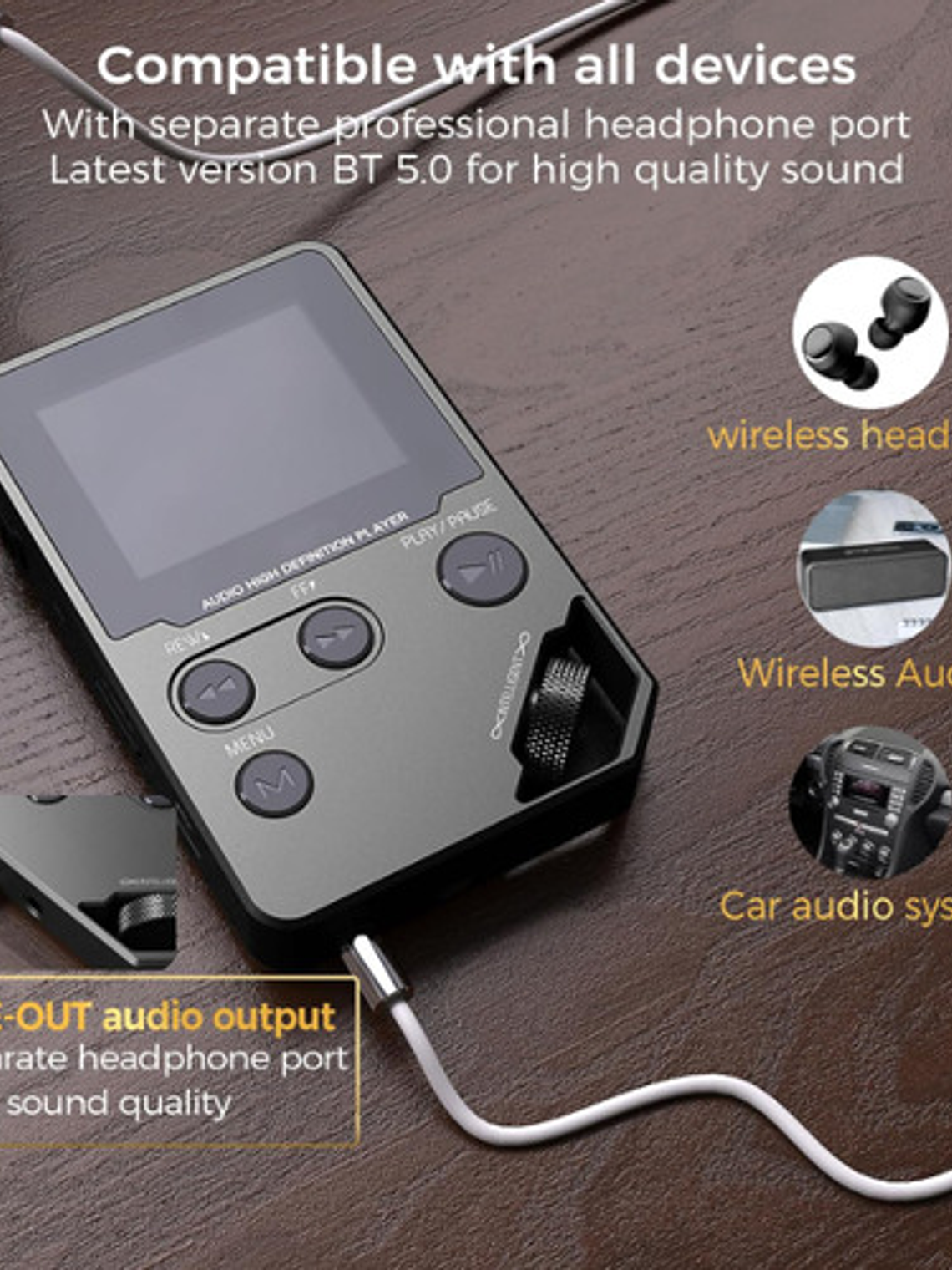 Mini Reproductor Mp3 Hi Fi Dac 72gb Fm Zinc Bluetooth 60hs 4