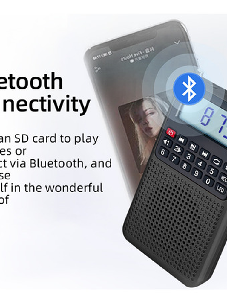 Radio AM FM Recargable Bluetooth Parlante 5w Mp3 Tf Linterna 4