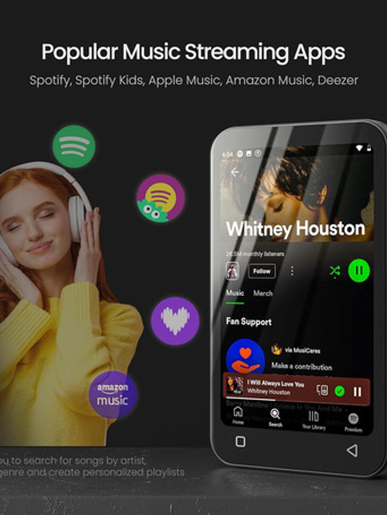 Reproductor Mp3 Android Spotify 80gb Bluetooth 4  Wifi 3