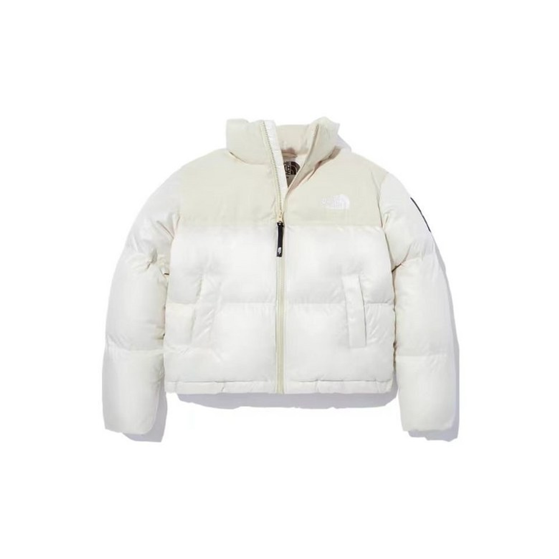 노스페이스 여성 유광 노벨티 눕시 RDS 다운 자켓 패딩85 쇼트 베이지 1