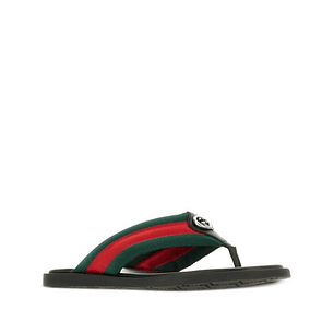 구찌 웹 스트라이프 플립플랍