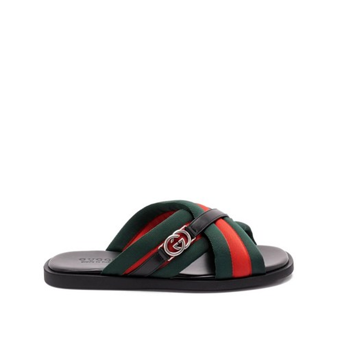 구찌 Maverik Web-striped cross-strap sandals 1