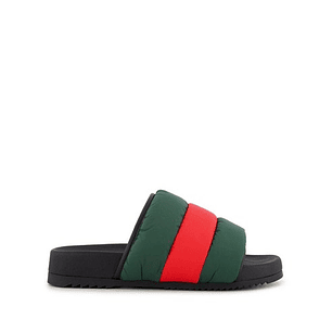 구찌 웹 스트라이프 패딩 슬라이더 샌들