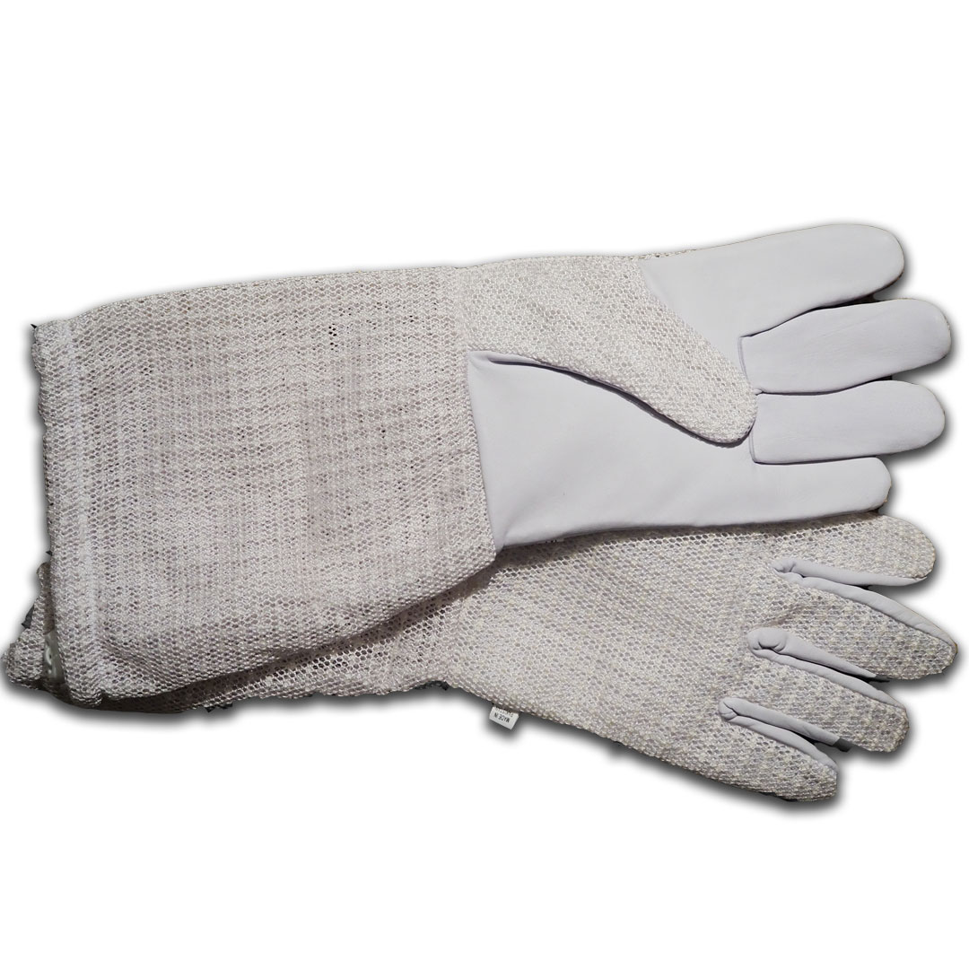 Imkerhandschuhe Typ 2, Leder mit Netzgewebe auf dem Handr..