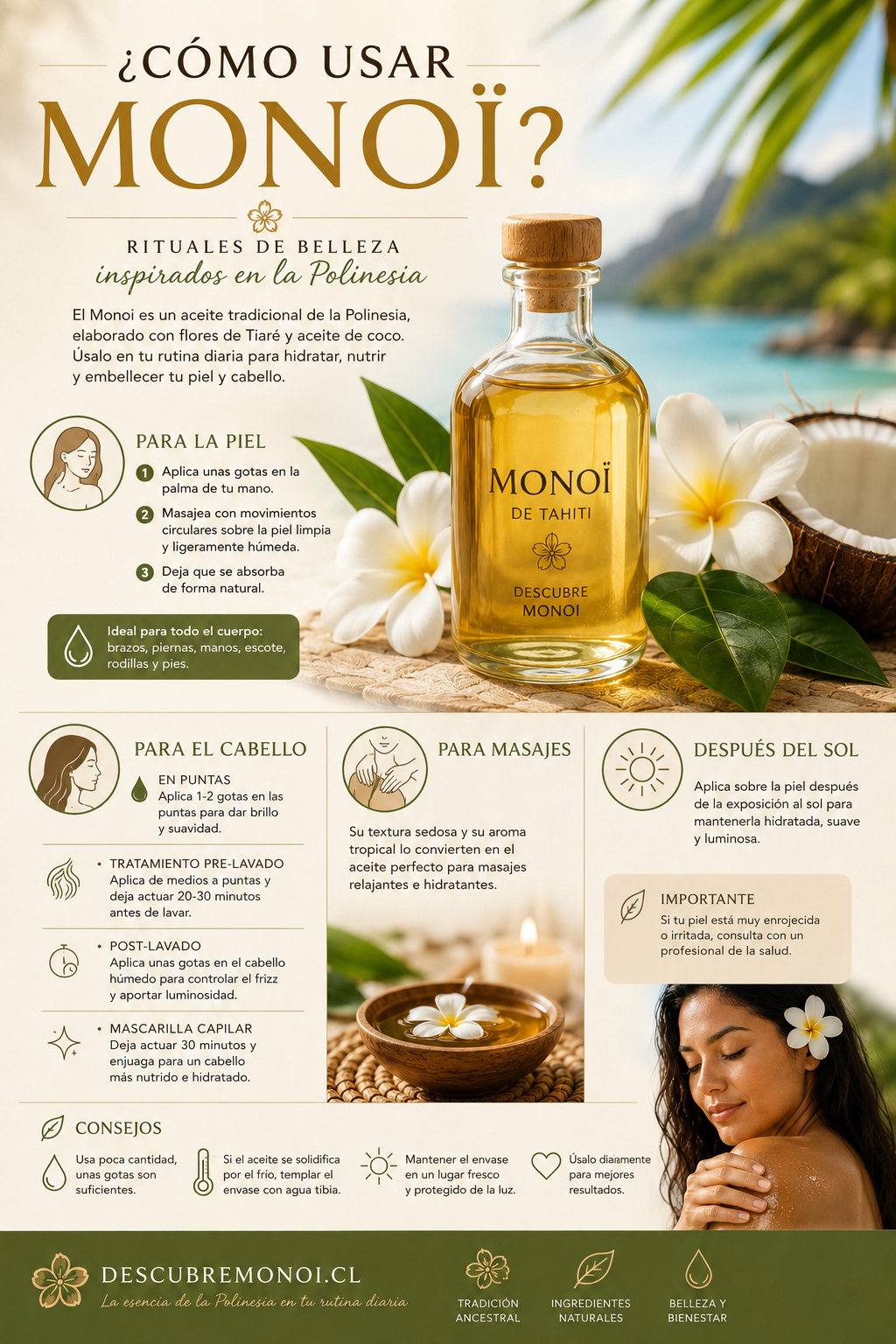 ¿Cómo usar el Monoi? Guía completa para cuidar tu piel y cabello