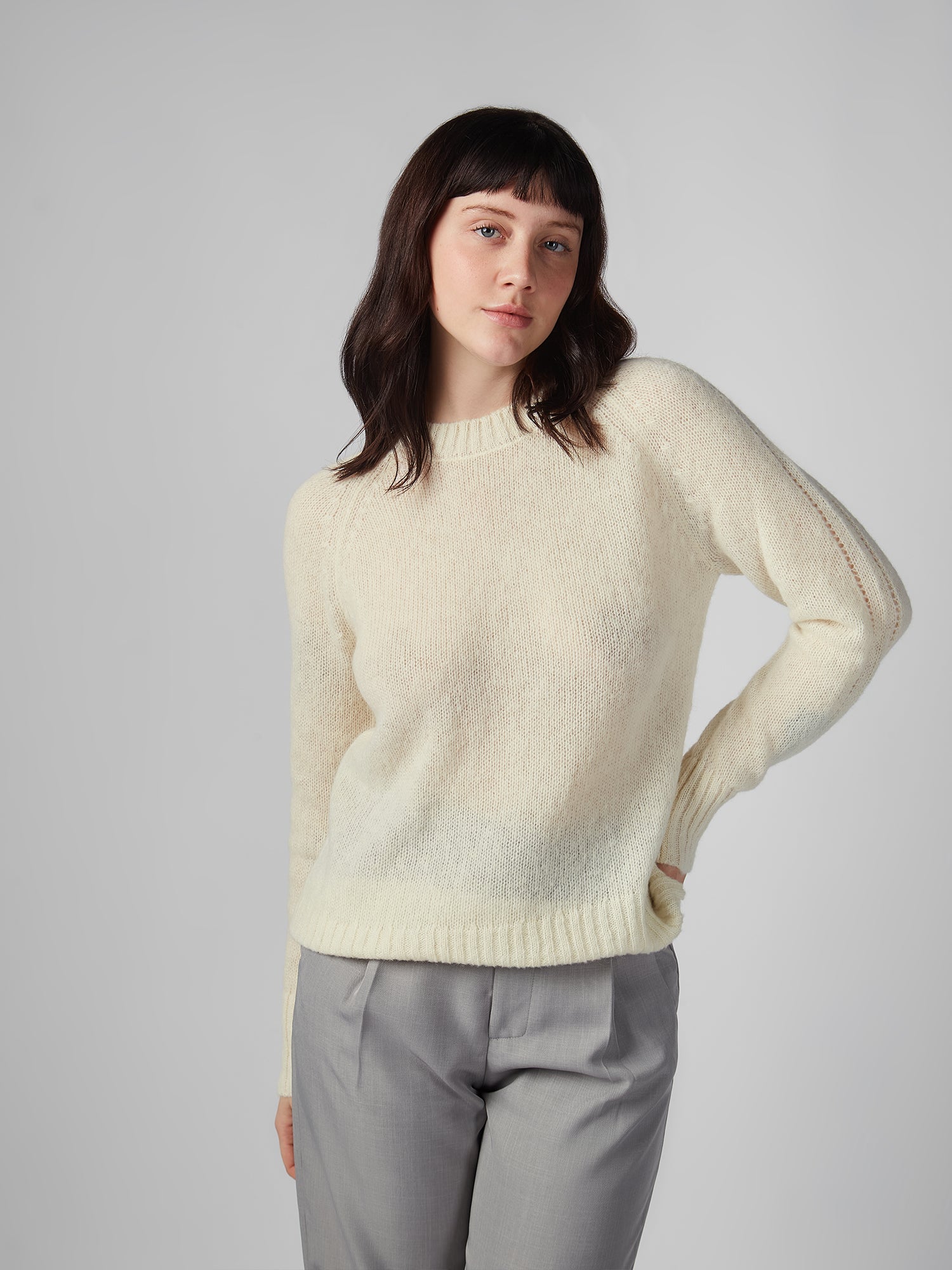 Chompa para Mujer DVK PREMIUM KNIT BABY ALPACA WHT 1