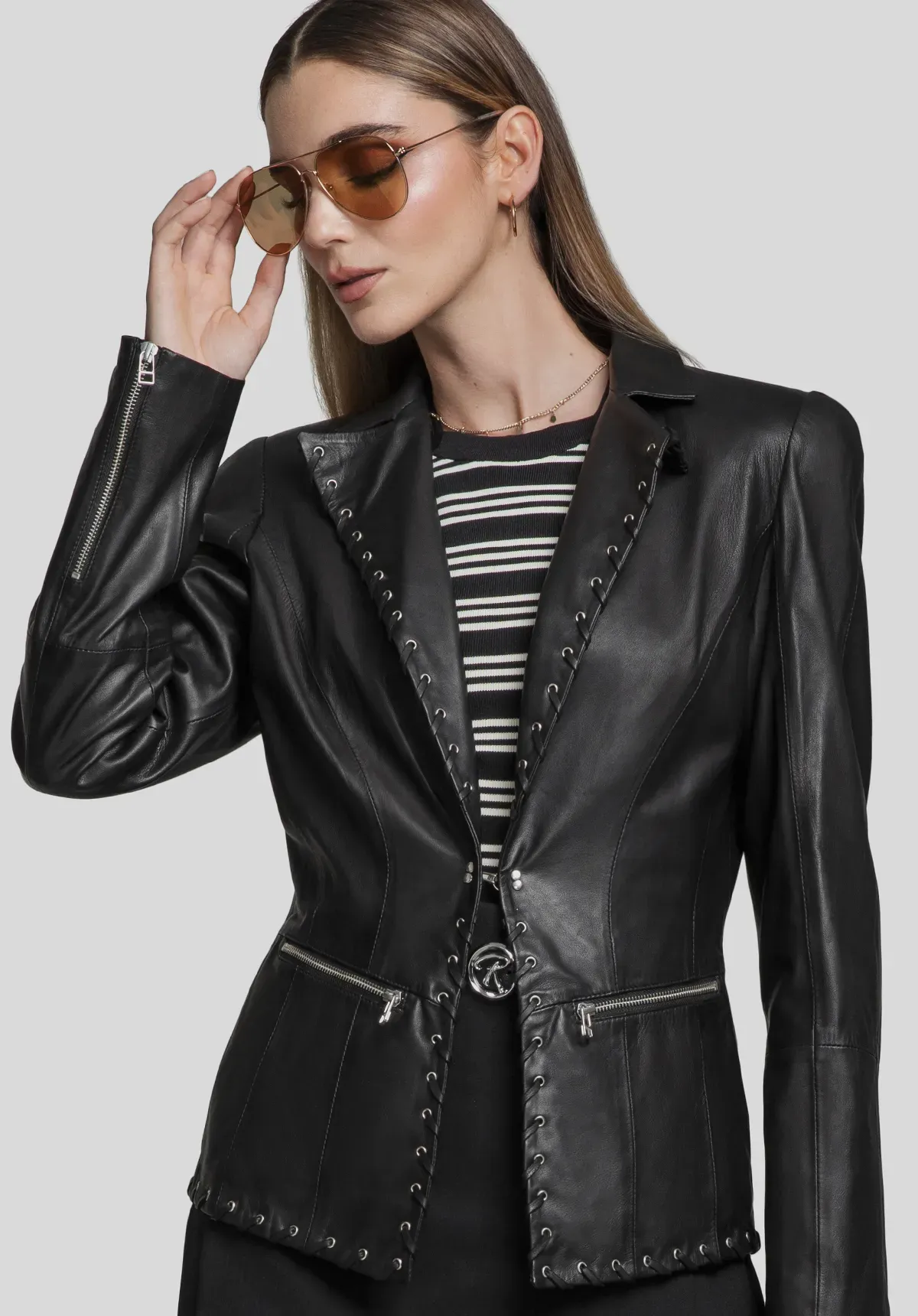 SACO CUERO TRENZADO EDGE 1